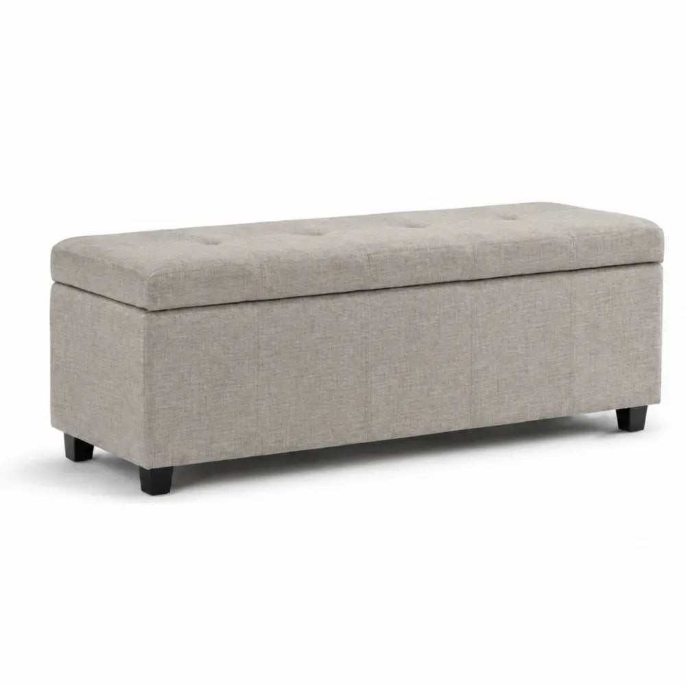 Schlafzimmerbank Truhenbank mit Stauraum 110 x 38 x 40 cm Polyestergewebe MDF rechteckig hellgrau schwarz