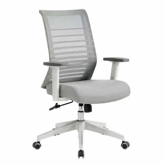 Bürostuhl Drehstuhl höhenverstellbar mit Netzrücken 64 x 60 x 100 bis 110 cm Polyestergewebe PP Nylon grau weiß