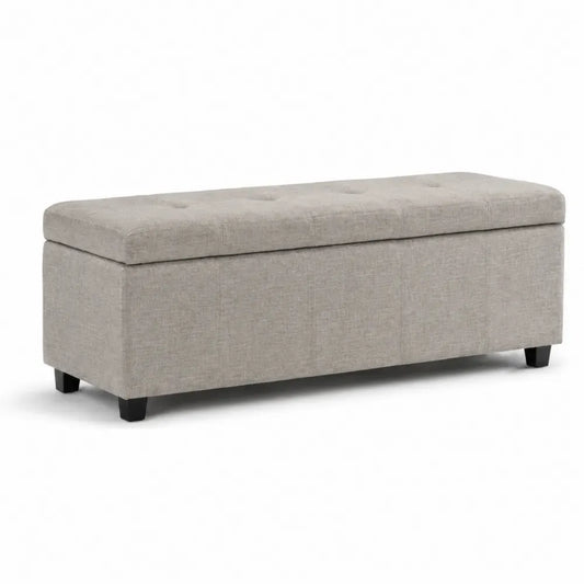 Schlafzimmerbank Truhenbank mit Stauraum 110 x 38 x 40 cm Polyestergewebe MDF rechteckig hellgrau schwarz
