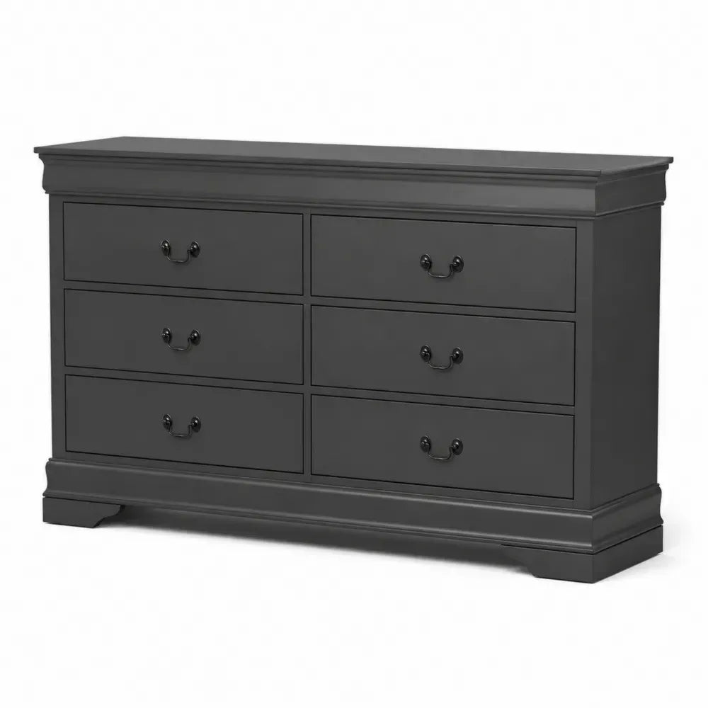 Schlafzimmerkommode mit 6 Schubladen 140 x 45 x 82 cm MDF rechteckig schwarz