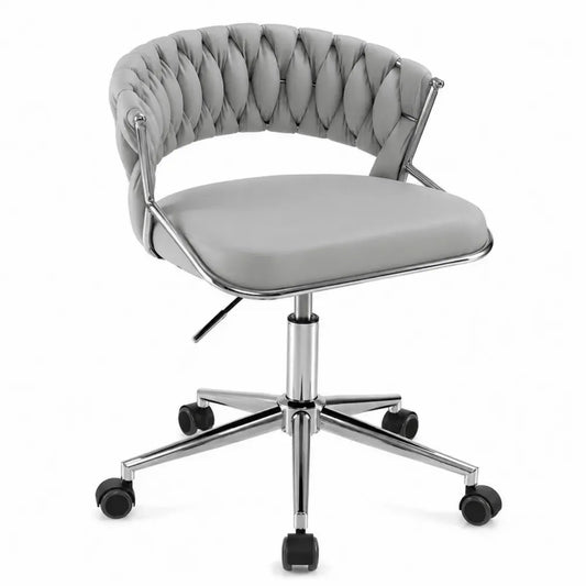 Bürostuhl Drehstuhl höhenverstellbar mit Rollen und Armlehnen 62 x 62 x 78 bis 88 cm PU Kunstleder Stahl grau chromfarben